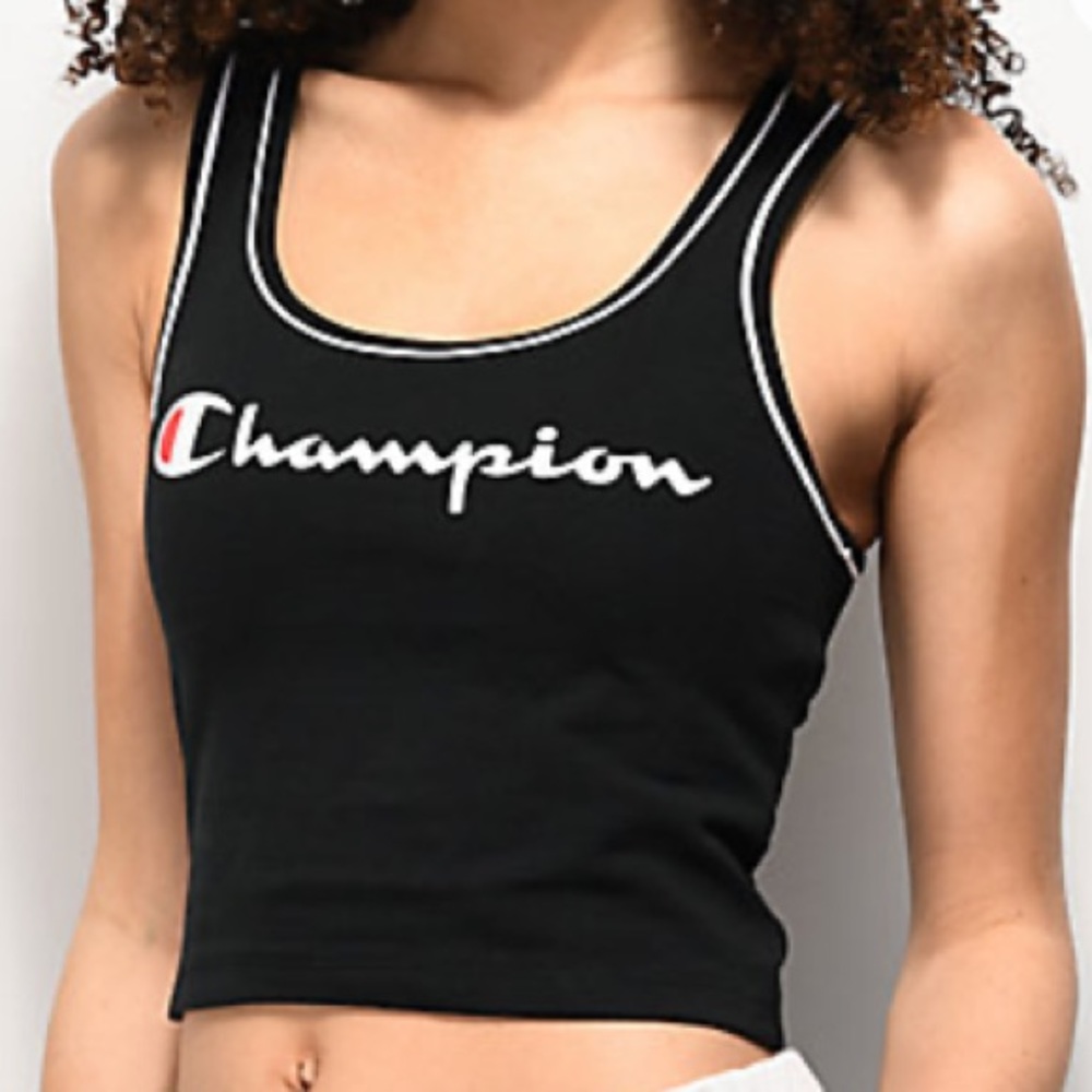 Champion Everyday Black Crop Tank Top, Size Small